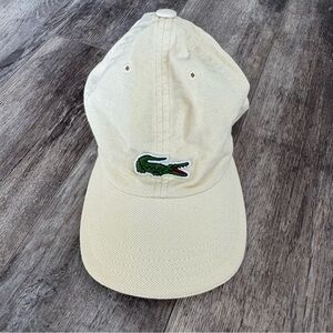 Lacoste Minimalist Butter Yellow Cream Baseball Hat with Velcro